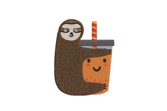 Cute Sloth Hugging a Bubble Tea