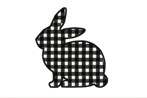 Rabbit in a Black and White Buffalo Plaid